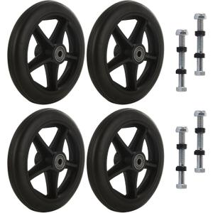 4 Pack Walker Wheels, 6 Inch Walker Replacement Front Wheels with Screw Rods, Rubber Rollator Replacement Wheels for Compatible Walkers, Rollators, Wheelchairs and Mobility Accessories