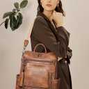 Shrrie Vegan Leather Laptop Backpack for Women 15.6 inch Work Backpack Fashion Travel Backpack Purse for Travel College Work