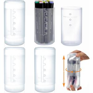 TOPZEA 4 Pack Retractable Makeup Brush Holders, Plastic Portable Cosmetic Organizer Travel Makeup Accessories Cups with Lid, Dust-proof Brushes Storage Case for Women, Make-up Artist