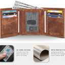 Tri fold Leather Wallet for Men with RFID | Slim Wallets for Men with 1 ID and 6 Credit card slots | Front Pocket Minimalist