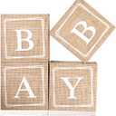 Baby Shower Box, Country Style Bohemian Balloon Box, 4pcs of Linen Patterned with Letters, for Gender Reveal Birthday Photo Prop