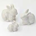 Easter Table Decorations,3Pcs Ceramic Bunny Figurine Easter Spring Decorative Modern Vintage Rustic Farmhouse Rabbit Figurines Statue Home Decor Tray Table Centerpiece Mantels Decor OrnamentWhite