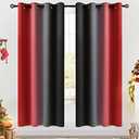 COSVIYA Grommet Ombre Room Darkening Curtains 72 inches Length for Kids Bedroom,Polyester Light Blocking Red and Black Gradient Window Drapes/Curtains for Living Room,2 Panels, 52x72 inches