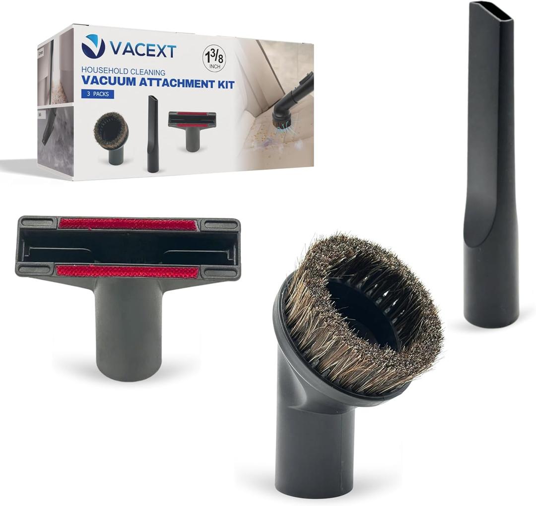 1-3/8'' Vacuum Brush Attachments for Shark, Miele & Most Canister/Handheld Vacuums - Crevice Tool, Upholstery & Horsehair Dusting Brushes - Pet Hair Removal Tool Attachment