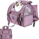 Lollimeow Expandable Cat Carrier Backpack for Large Cats - Airline Approved Pet Carrier Backpack for Small Dogs, Hiking & Travel, Waterproof with Breathable Mesh, 22lbs Capacity (Plum, Large) (Large (16.5"x10.2"x15.8"))