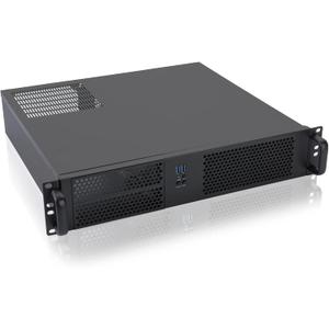 RackChoice 2U Server case Micro ATX Compact Rackmount 2 x 5.25 Chassis Support ATX PS2 PSU with 120mm Fan on top, USB3.0 with 2.0 Adapter