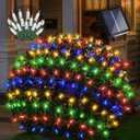 Solar Powered Christmas Net Light Outdoor Mesh Lights for Bushes, 8 Modes Solar Christmas Lights Decorations Outdoor for Garden, Yard, 6Ft*6Ft, Multicolor