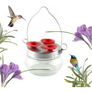 Nature's Rhythm Bird Feeder, Cylindrical Metal Mesh Feeder Small Bird Feeder Comes with Three Flowers
