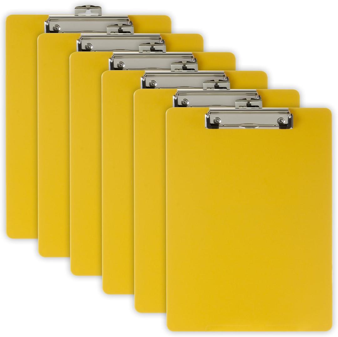 Officemate Recycled Plastic Clipboard, Letter Size, Yellow, Pack of 6 (83082)
