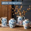 Pink Blue and White Pitcher Vase, 8 Inch Vintage Chinoiserie Ceramic Flower Vase, Rustic Retro Ice Cracked Antique Porcelain Vases for Home Farmhouse Table Centerpieces Shelf Decor