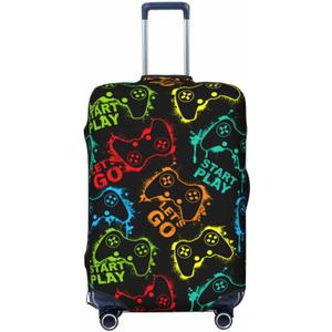 Colorful Silhouettes Game Joystick Luggage Suitcase Covers Elastic Washable Fashionable Cool Luggage Protector Travel Suitcase Protective Cover For Kid And Adult, S (Fit 18-21 Inch Luggage)
