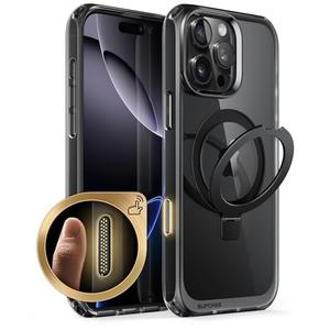 SUPCASE for iPhone 16 Pro Max Case with Camera Control Capture Button (Unicorn Beetle Mag), [Built-in Stand] [Compatible with MagSafe] [Military-Grade Protection] Slim Clear Magnetic Phone Case, Dark