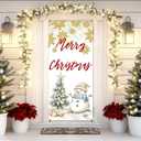 Merry Christmas Door Cover Decorations, Christmas Tree Snowman Golden Snowflakes Doorway Door Curtains Banners Backdrop Photography Decor for Winter Holiday Party Indoor Outdoor, 35 * 79 Inch