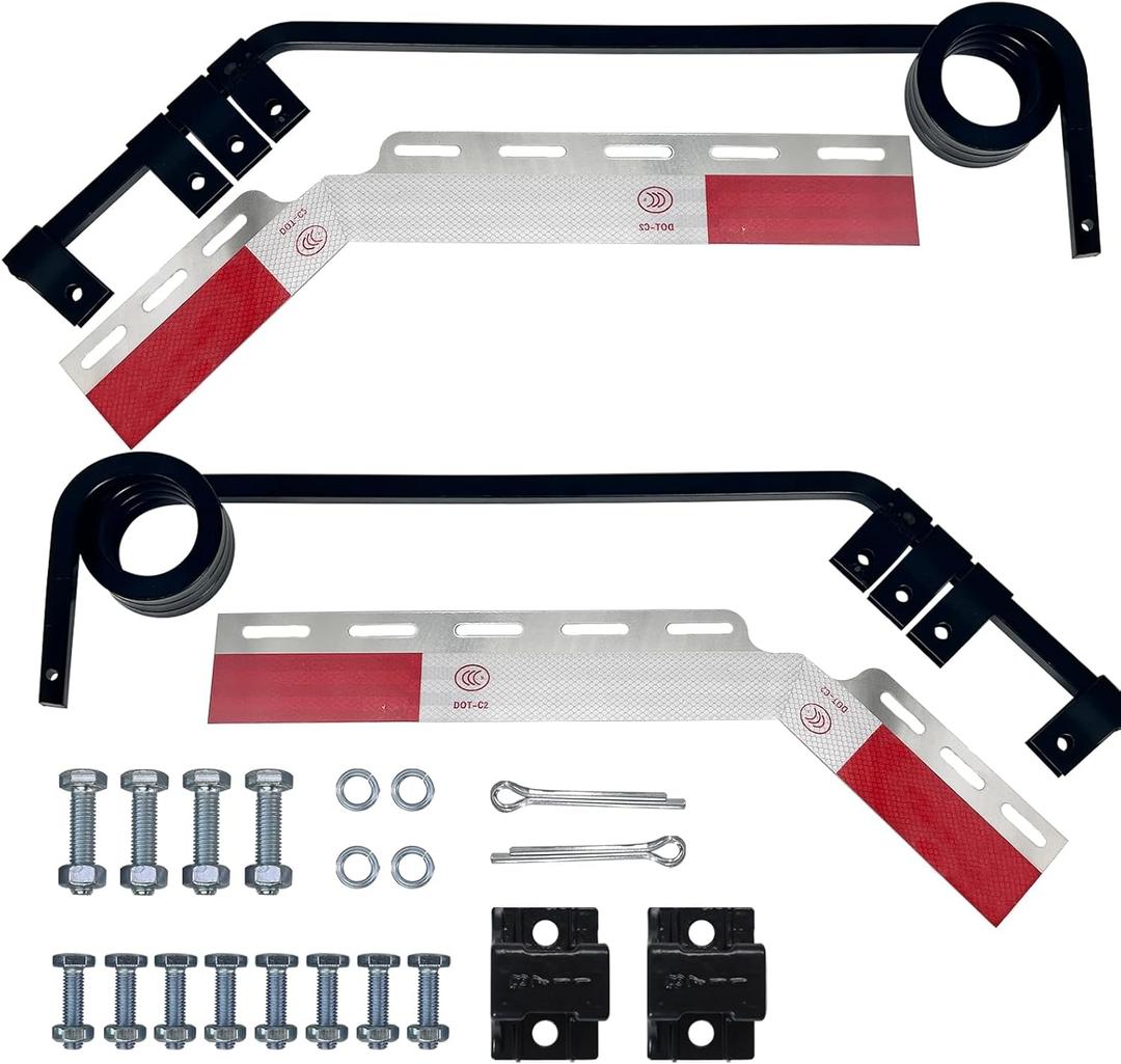 28" x 7" Angled Mud Flap Hanger Bracket Bar with 3 Coils Damping Spring & 24" x 3" Mud Flap Reflective Tape Fit for Semi Trucks Trailers RVs