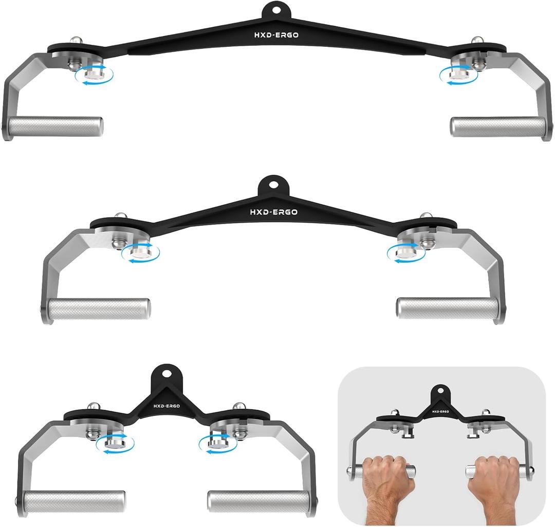 HXD-ERGO 360 Rotating LAT Pull Down Bar Set, LAT Pulldown Attachments with 16 Lockable Angles, 3 Grip Widths Cable Machine Attachment for Full Body Workout, Home Gym Equipment