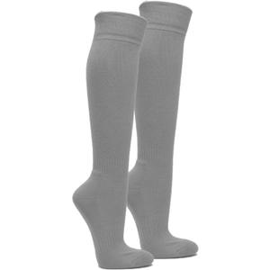 COUVER Mens Knee High Sports Athletic Baseball Softball Bottom-Cushioned Socks, 1 Pair (Large, Solid Light Gray)