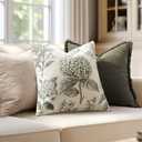 Set of 2 Decorative Floral Neutral Pillow Covers 20x20 Inch Light Green Hydrangea Print Spring Boho Vintage Throw Cushion Covers for Sofa Couch Porch Bedroom Living Room Summer Home Decor