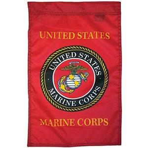 FlagSource Nylon USMC, Military Garden Flag, Made in The USA, 18x12" (Clear)