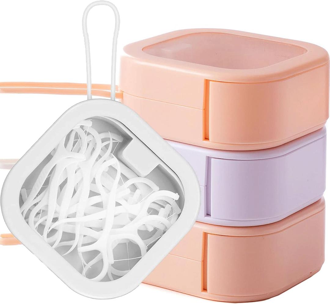 4pcs Hair Tie Organizer Boxes,Small Portable Hair Tie Holder Organizer Can Be Stackable Or Hung On The Wall,Best for Hair Ties Storage or Small Items Organizer on Desktop (4 pcs pink&white)