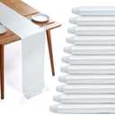 12 Pack White Satin Table Runners, 12 x 108 Inches Silky Long Table Runner Decor, Bright Smooth Luxury Party Table Runner Decorations for Birthday Holiday Banquet