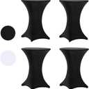 Tina's 4 Pack 32x43 Inch Highboy Spandex Cocktail Table Cover Black, Fitted Stretch Cocktail Tablecloth for Round Tables (4pc Black 32X43 )