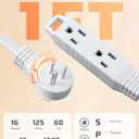 DEWENWILS 1FT 360 Rotating Flat Plug Extension Cord/Wire, 16AWG Multi 3 Outlet Extension Cord, 3 Prong Grounded Wire for Small Appliances, 2 Pack, White