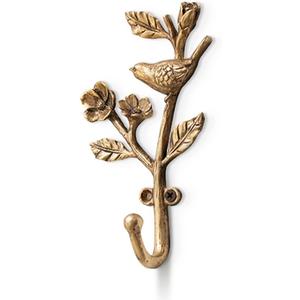 Vintage Bird on Branch with Flowers Decorative Wall Hooks,Alloy Wall Mounted Coat Hooks for Hanging Coats,Hats,Keys and Purse & Clothes in Hallway, Bathroom (D)