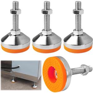 4 Pcs Heavy Duty Leveling Feet M12 Thread, Adjustable Furniture Feet 2.28" Dia Base, Anti Skid Threaded Rubber Feet, Adjustable Swivel Levelers for Furniture, Workbench, Machine (D60xM12x60)