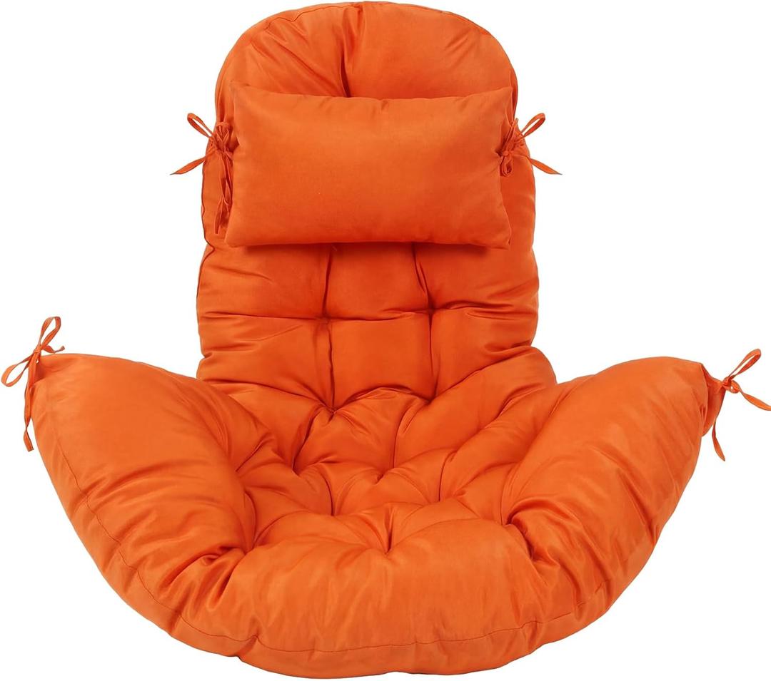 Tudomro Egg Chair Cushion Filling 2.58 kg Replacement Rocking Wicker Chair Cushions High Back Swing Hammock Egg Hanging Cushion Thicken for Indoor Outdoor Patio(Orange,1 Pc)