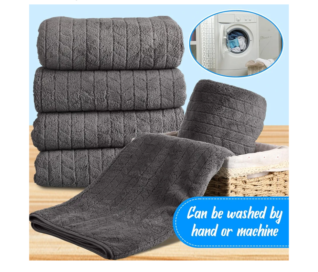 SmoothNovelty  Microfiber Bath Towels Bulk 27'' x 60'' Oversized Size Bath Towel Highly Absorbent Extra Large Soft Drying for Beach Shower Summer Salon Sport Gym Party (Wheat,Gray)