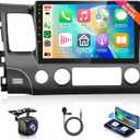 8 CORE 4G+64G Car Radio Stereo for Honda Civic 2006-2011 with Wireless CarPlay/Android Auto, 10.1 Inch 1280 * 720P IPS Touch Screen Android 13 GPS WiFi Bluetooth 32-Band DSP HD Rear Camera