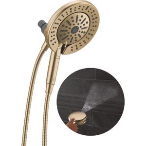 Delta 6-Setting In2ition 2-in-1 Dual Shower Head with Handheld High Pressure ProClean Spray, Brushed Gold Detachable Shower Head with Hose, 1.75 GPM Flow Rate, Champagne Bronze 75655CZ