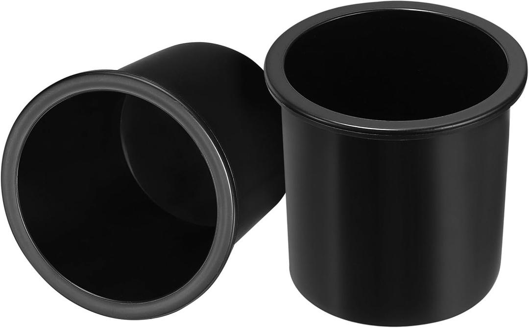 uxcell 2 Pcs Plastic Drop-in Cup, 4.25" x 4.2" Drink Can Holder Poker Table Cup Holder Insert for Sofa Boat Car Marine, Black