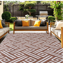 OPPODREAM Outdoor Rug 5x8 Ft, Waterproof Outdoor Plastic Straw Rug for Patio, Reversible Out Door Carpet for Camping, Deck, Rv, 5 x 8 Area Carpet for Balcony, Porch, Backyard, White and Brown