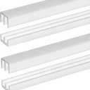 Landical 2 Sets 4FT Sliding Door Track for 1/8" Thick Panels Closet Glass Doors Plastic Cabinet Window Sliding Track (White)