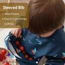 Long Sleeve Baby Bib, Waterproof Fabric, Catch-All Pocket, Baby Smock Bib, Adjustable Sleeves