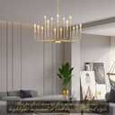 Gold Chandeliers for Dining Room Light Fixture Over Table, Modern Farmhouse Chandeliers for Living Room,15-Lights Industrial Metal Candle Lighting Fixtures for Entryway Kitchen Island Foyer