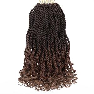 Leeven 10 Inch Senegalese Twist Crochet Hair with Curly Ends 8 Packs Ombre Blonde Brown Pre Looped Wavy Crochet Braids Small Hanava Twist 3 Tone Synthetic Braiding Hair for Women Girl Kids #1B/30/27