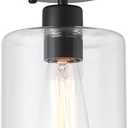 Black Modern Semi Flush Mount Ceiling Light,Rustic Ceiling Light Fixture for Closet Hallway Entryway,Matte Black Finish (1 Pack)