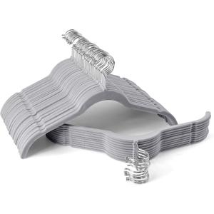 Premium Velvet Shirt Hangers 50 Pack, Space-Saving Non-Slip Felt Hanger with 360 Swivel Hook, Slim Flocked Hangers for Strappy Dresses, Blouses, Tank Tops(Grey) (Gray)