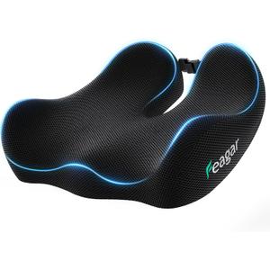 Feagar Office Chair Cushion for Sciatica & Tailbone Pain Relief  Extra Thick Memory Foam Seat Cushion for Long Sitting, Desk Chair & Wheelchair, Non-Slip Bottom (Black)