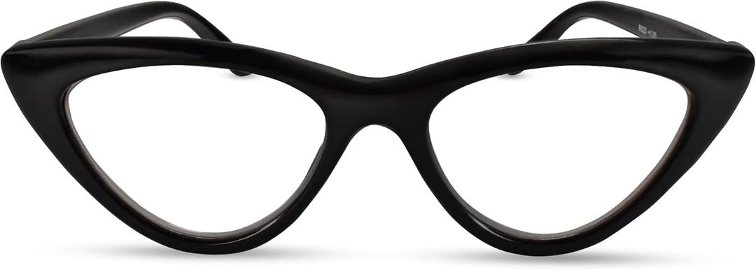 2SeeLife Premium Cat Eye TR-90 Reading Glasses for Women  NarrowMedium Fit, Sturdy Frame, Spring Hinges, Stylish Readers, Black, +0.50