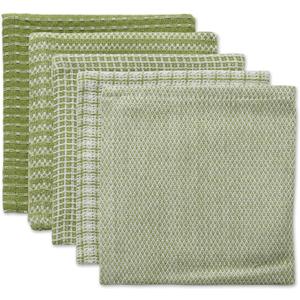DII Everyday Kitchen Collection Assorted Dishcloth Set, 12x12, Antique Green, 5 Count