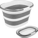 Large Collapsible Bucket for Cleaning or Organzier, 4.2 Gallon (16L) Cleaning Mop Bucket with Handle, Portable Water Bucket for Mopping, Car Washing, Laundry Storage, Camping, Fishing, Space Saving (Gray+white)