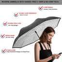 SIEPASA 49/56 Inch Inverted Reverse Upside Down Umbrella, Extra Large Double Canopy Vented Windproof Waterproof Stick Golf Umbrellas with C-shape Handle.(White Dots, 49 Inch)