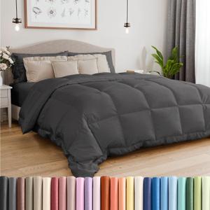Full Size, Dark Gray Alternative Down Comforter - Warm, Lightweight, Luxury and Breathable Hotel Quality Bedding Set - All Season Fluffy and Cozy Oversized Cooling Microfiber Duvet Insert Comforter