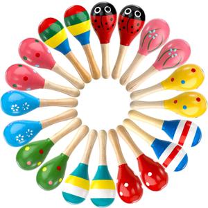Hedume 20 Pack Mini Wooden Festival Maracas, Kids Baby Rattles Egg Shaker, Shaker Sand Hammer Toy Noisemaker for Party Favors, Musical Fun, Birthday Parties, Carnivals