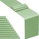 SiinvdaBZX 12 Pcs Sage Green Satin Table Runner 12 x 108 inches Long, Bright Smooth Satin Wedding Table Runner Decorations for Birthday Parties, Buffet, Banquets, Graduations, Engagements