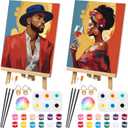 Humyoun 2 Pack Couples Painting Kit Date Night Paint and Sip Kits for Couples Pre Drawn Canvas for Painting 8 x 10 Inch Set Party Supplies Wedding Gifts(Wine Glass)