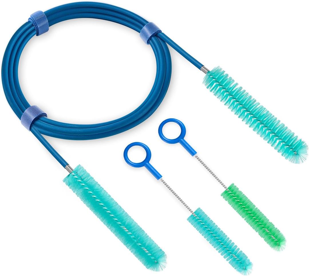 CPAP Hose Cleaner Brush Set, CPAP Hose Brush & Dual-Ended CPAP Tube Cleaning Brush for 15 mm Slim & 22 mm Hoses (78.7 in), 2 Detail Brushes for Mask Vent & Humidifier, Brushes Only